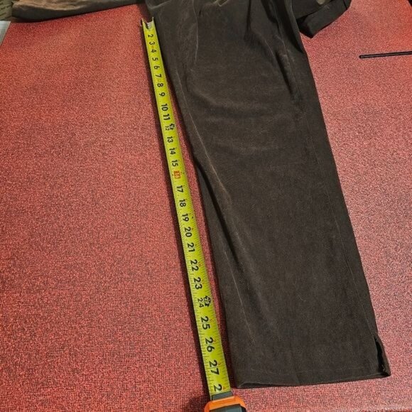 J. Jill Stretch Microsuede Dress Pants Sz 14 Brown High Waist Ankle Slit Neutral - Picture 12 of 13